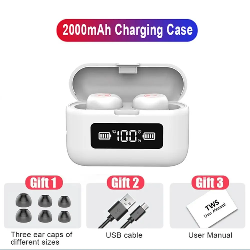 New Hot F9 Bluetooth Headset Light Carving Digital Display 2nd Generation 5 0 Invisible Sports Touch Bluetooth Headset