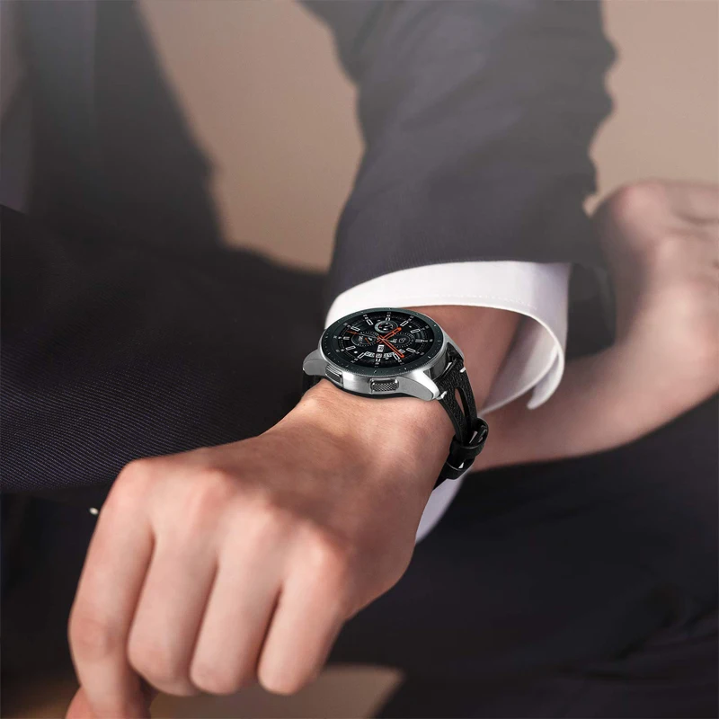 Ремешок из натуральной кожи для Samsung galaxy watch 46 мм S3 frontier huawei gt ремешок смарт часов