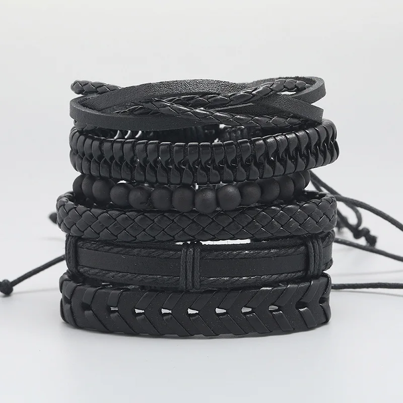 Manfnee™ 6-12pcs Braided Faux Leather Bracelet