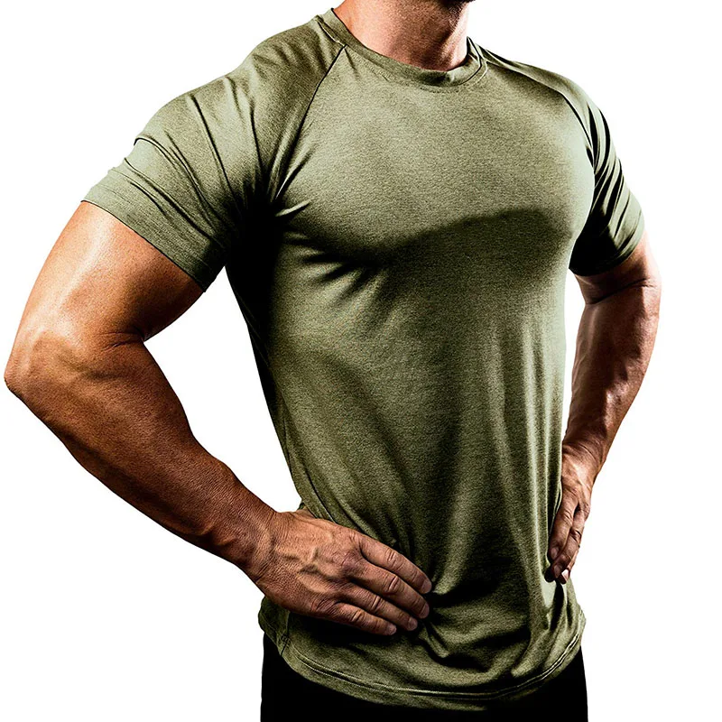 Army Green New Rashgard Quick Dry Men's Compression Running T-Shirts Gym Sport T Shirt Men Fitness Skinny Muscle Tee Shirt Soccer Jersey - Цвет: Army Green