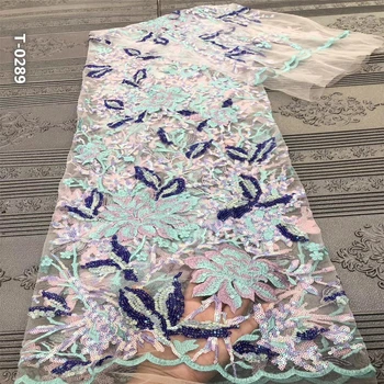 

2020 Latest Sequined Lace fabric French Nigerian Net Lace Fabrics High Quality Sequin African Lace Fabric For Wedding Dress