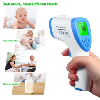 

Digital Infrared Thermometer LCD Non-contact IR Forehead Ear Thermometers Body Object Temperature Measuring for Children Adults