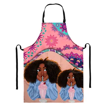 

Bohemian African Girls Women Kitchen Aprons Pink Sleeveless Chef Aprons Lady Bibs Household Cleaning Pinafore Home Cooking Apron