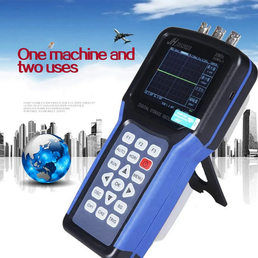 

Portable Handheld Oscilloscope Jinhan JDS2023 Digital Storagesignal Function Generator 20MHz Oscilloscope AC/DC Input Coupling