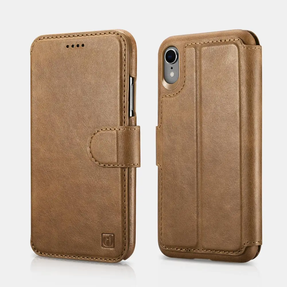 Brown Icarer бренд для iPhone XR Чехол Съемный из натуральной кожи Чехлы-бумажники с застежкой, слот для карт, чехол-книжка и подставка - Цвет: Brown