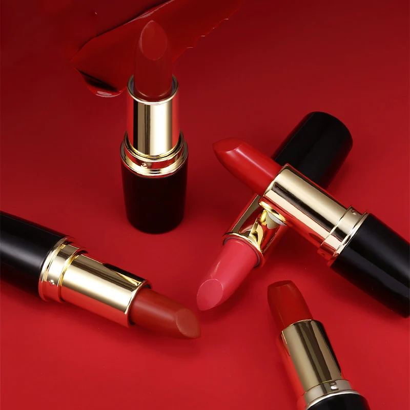 

Images 8 color Lipstick Makeup Waterproof Long Lasting Pearlescent Lip Sticks Pigment Nude Pink Red Luxury Cosmetics for Lips