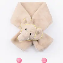 Детский зимний плотный плюшевый шарф-воротник с петелькой для малышей, однотонный милый игрушечный слон, украшение, обертывание вокруг шеи, теплый шейный платок