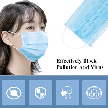 

50PCS/Lot Adult Protective Mask Filter Face Dust Mask Respirator Gas With Filter Flu Facial Mouth Disposable Protection Masks