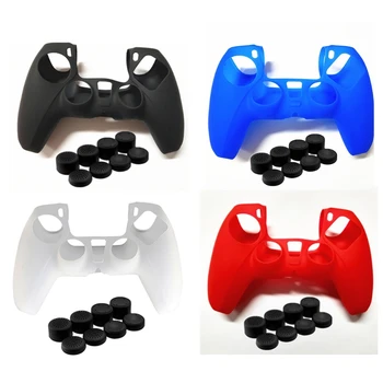 

Silicone Case Skin Protective Cover With Joystick Thumb Stick Grips Anti-Slip Cap for S-ony PlayStation PS5 Controller M5TB