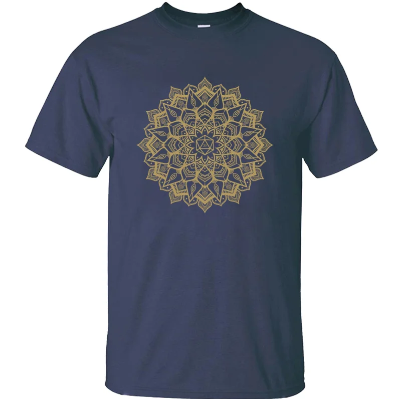 

Funny Casual Mandala Polyhedral D20 Dice Nerdy Tabletop RPG tshirt men and women Trend men's t-shirts cotton simple Cute Tee top