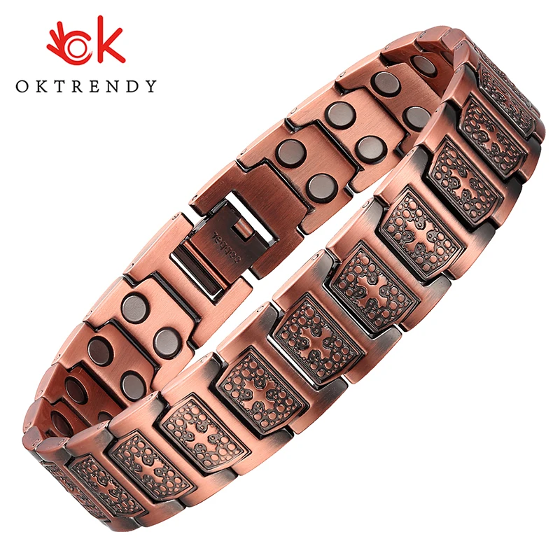 Magnetic Bracelet OKtrendy Copper Magnets Bracelets & Bangles Men Bracelet Metal Healing Magnetic Cross Jesus Christ Wristband Jewellery