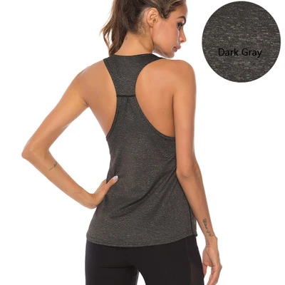 O-Neck Quick-drying Sports Vest Solid Casual Tank Tops Sleeveless Regular Length Sliming Women Sports Casual Tank Tops - Цвет: Dark Gray