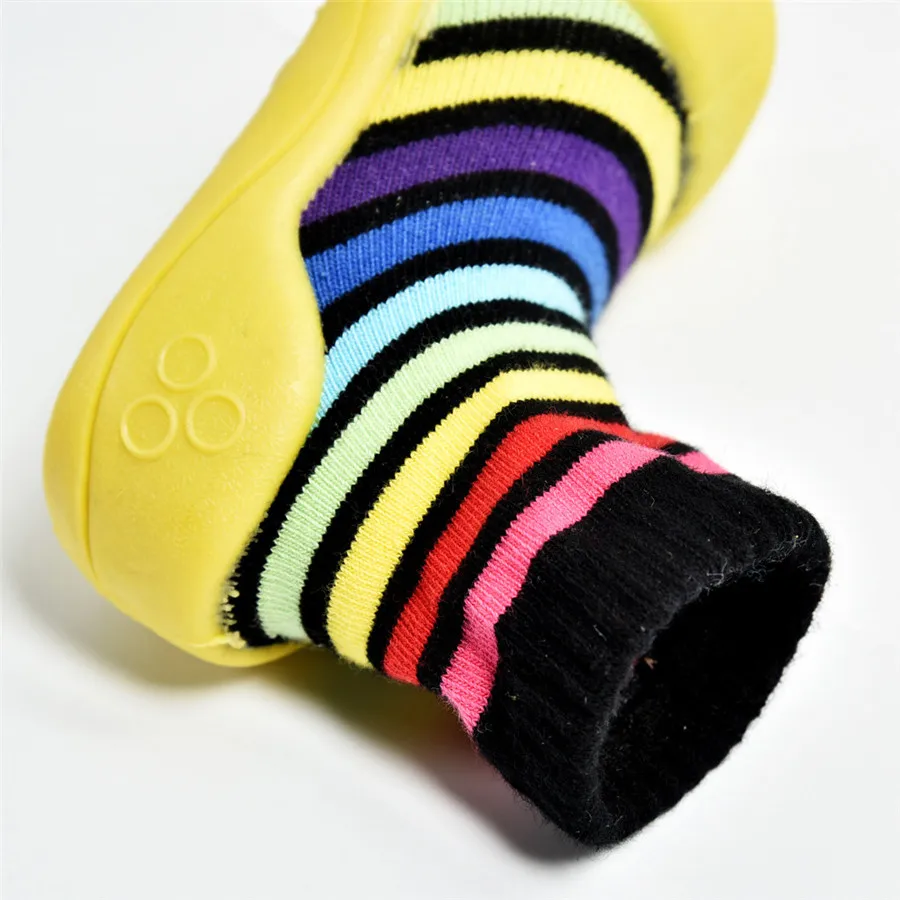 Baby shoes newborn kids non-slip socks baby shoes  soft rubber soles baby shoes girls rainbow stripes toddler boys shoes 35A15 (23)