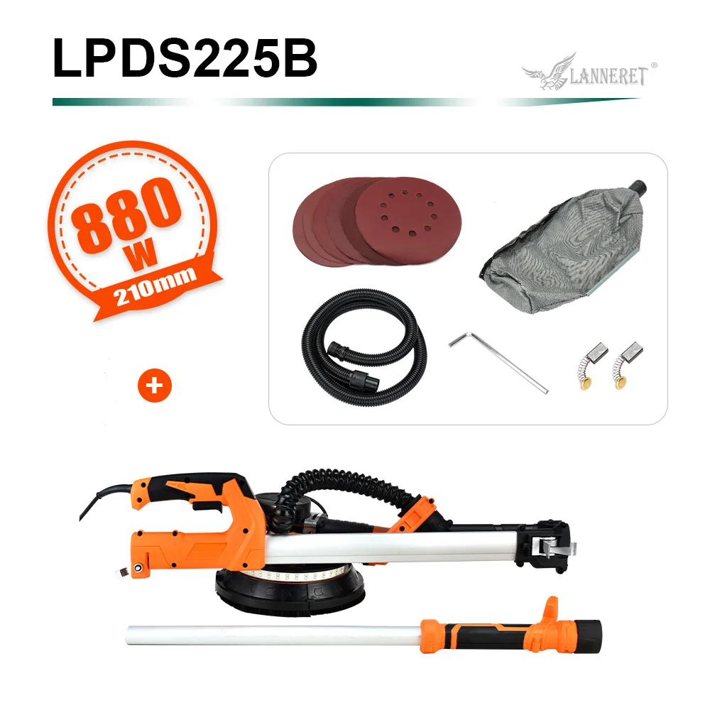 PPDS225B POSENPRO полировщик стен Гипсокартон Шлифовальный станок 900 Вт 1280 Вт переменная скорость ручной наждачной бумаги мешок для сбора пыли шланг светодиодный светильник без пыли - Цвет: PPDS225B