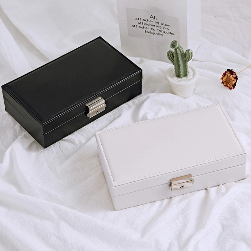 Ceny Exquisite Travel Jewelry Box kobiety skóra prostokąt opakowanie naszyjnik pierścionki kolczyki przechowywanie organizator wyświetlacz pudełka na prezenty