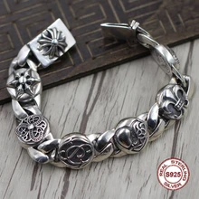 S925 мужской браслет из стерлингового серебра индивидуальный тренд крестоносцы цветок якорь гексаграмма фантазийное, панк стиль ретро классика