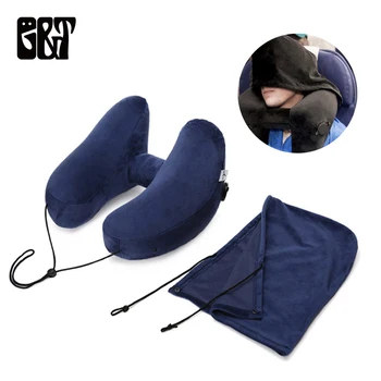 

H-shaped Inflatable Travel Pillow for Office Car Airplane Sleeping Cushion Folding Lightweight Nap Neck Pillow Cushion with Hat