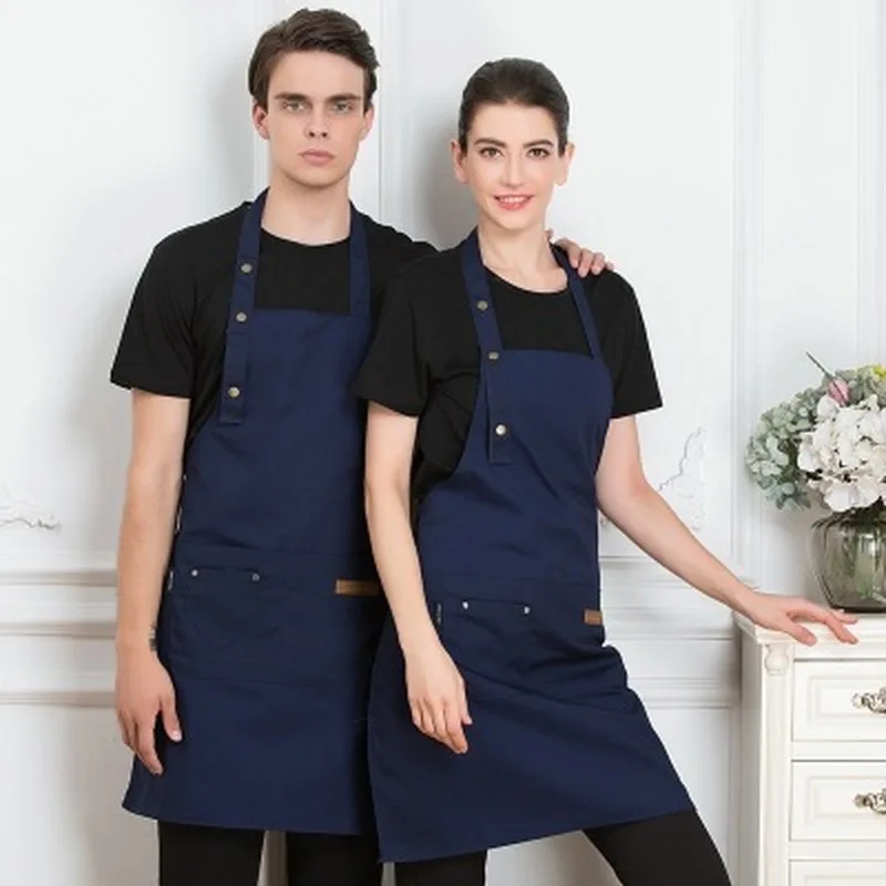 Fashion Pure Color Adjustable Work Apron Chef Cooking Kitchen Apron For Woman man bib unisex Waiter BBQ Hairdresser Uniform