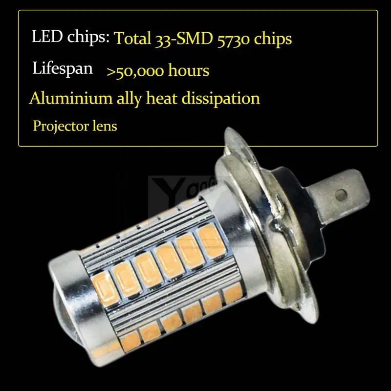 YaaGoo 33SMD фиолетовый розовый H7 светодиодный DC 12 V-24 V автомобильный Грузовик противотуманный светильник 2 шт
