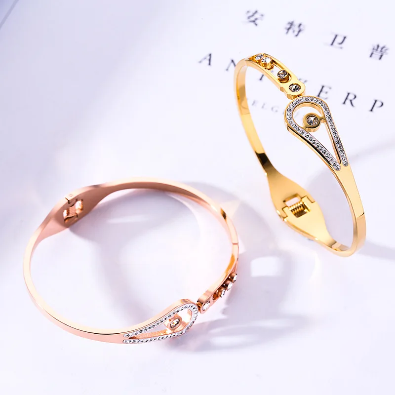 Модные титановые циркониевые браслеты из нержавеющей стали для женщин и девочек, корейские аксессуары Mujer,, вечерние ювелирные изделия в подарок