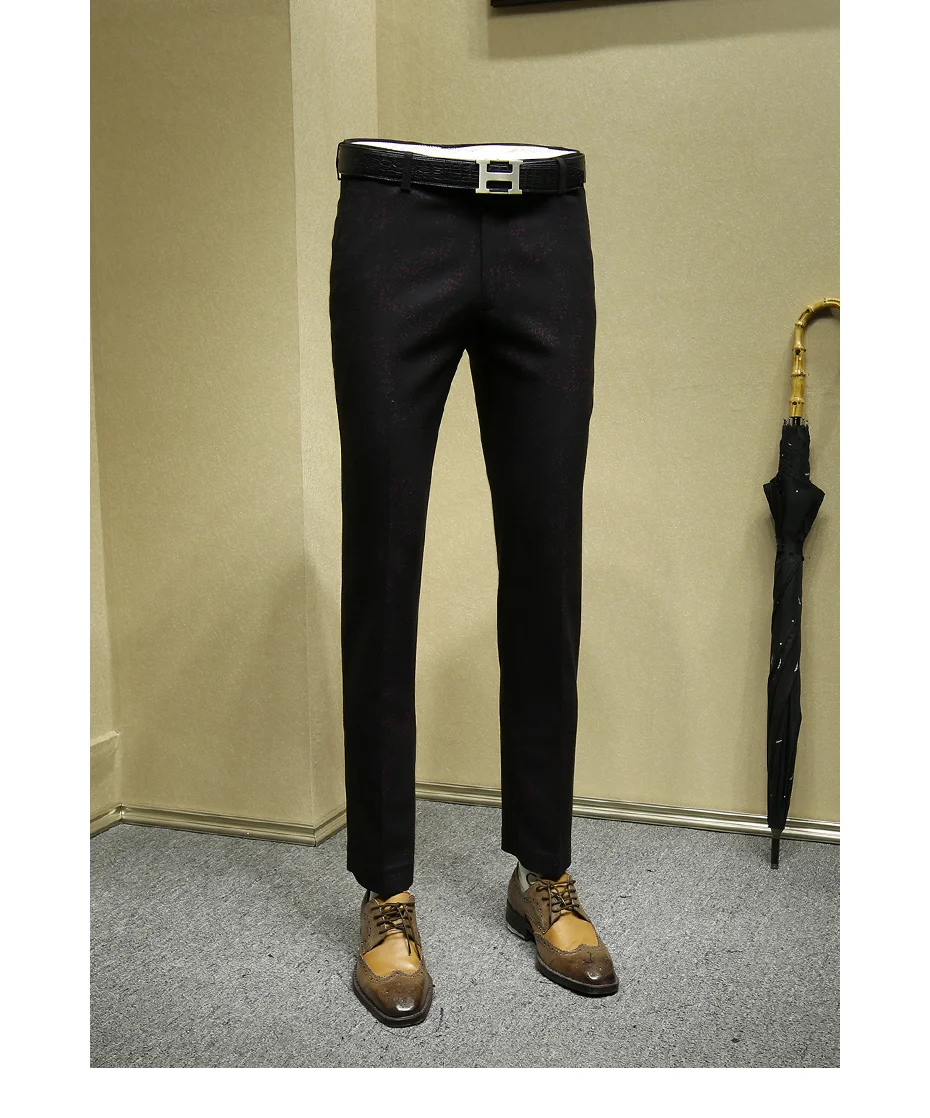 men long formal pants young man black jacquard suit pants office trousers mens dress pants slim dress pant for men plus size 36