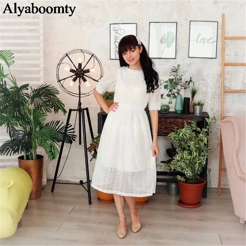 Mori Girl Summer Women White Midi Dress 