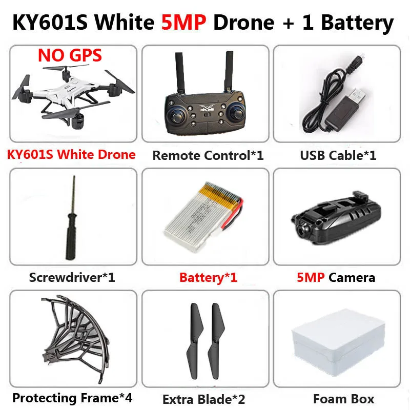 KY601G KY601S Профессиональный Дрон с камерой 4K HD 5G WiFi gps FPV дистанционное управление расстояние 2 км RC Квадрокоптер вертолет детские игрушки - Цвет: KY601S 5MP W 1B