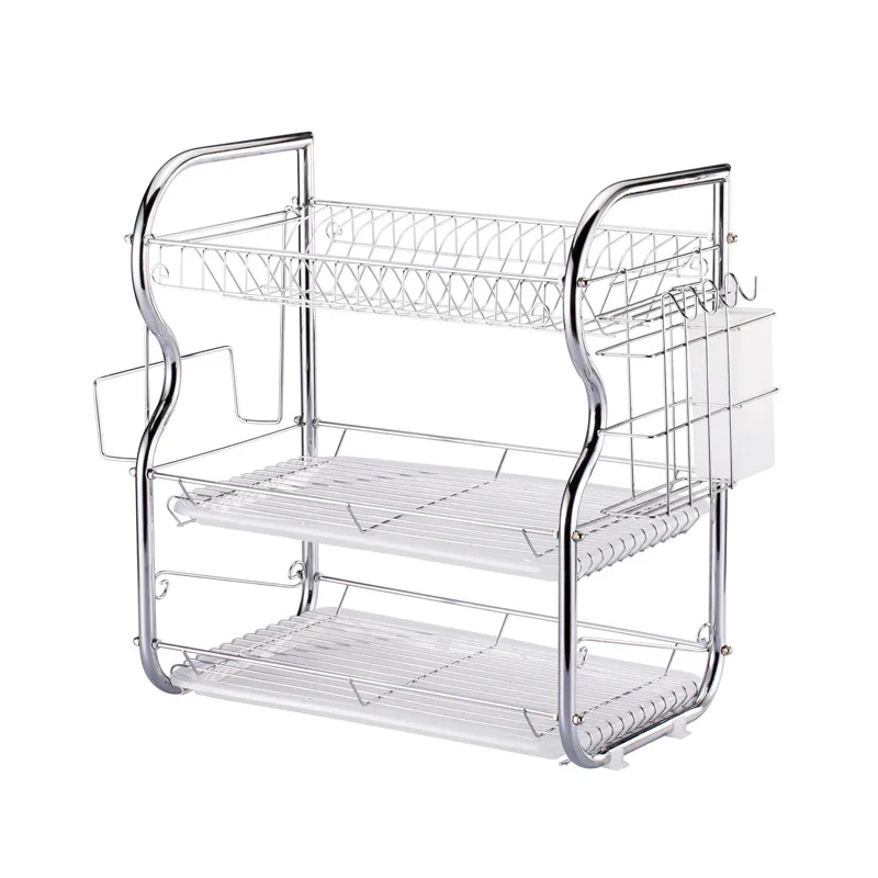 Three layer cupboard rack, kitchen shelf, hanging tray box, household porcelain chopsticks storage box