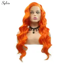 Sylvia Bouncy кудрявый оранжевый парик Длинные Синтетические парики на шнуровке спереди натуральный вид Косплей вечерние термостойкие для женщин Drag queen