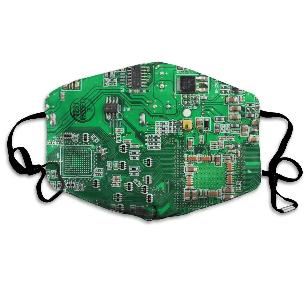 

Green Computer Geek Circuit Board Washable Reusable Mask, Cotton Anti Dust Half Face Mouth Mask For Kids Teens Men Women With