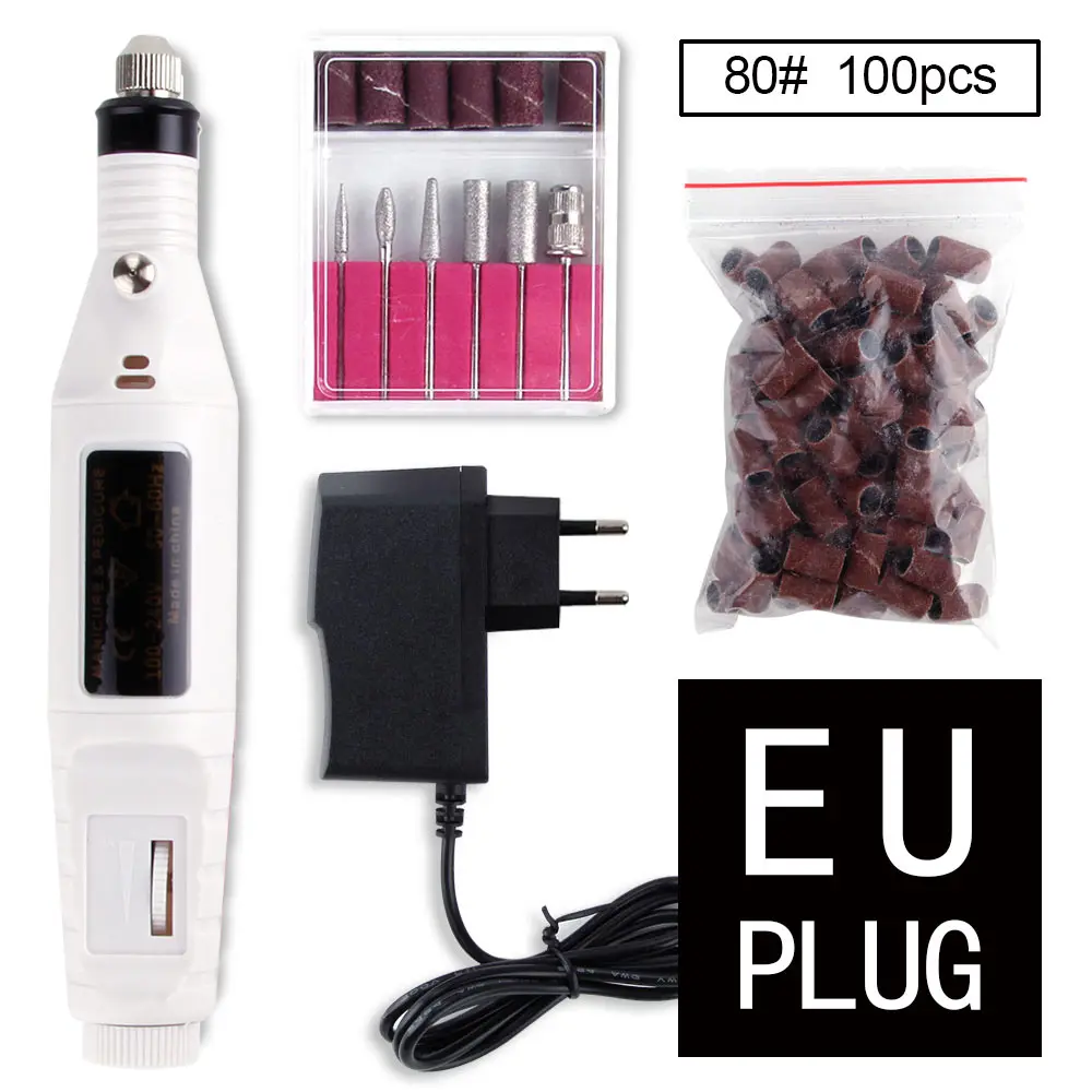 Set B EU Plug 1 Набор, электрическая дрель для ногтей, машинная мельница, резак, Набор бит, покрытие для маникюра, Шлифовальная Пилка, Типсы для наращивания ногтей, сверла, гель для удаления - Цвет: Set B EU Plug