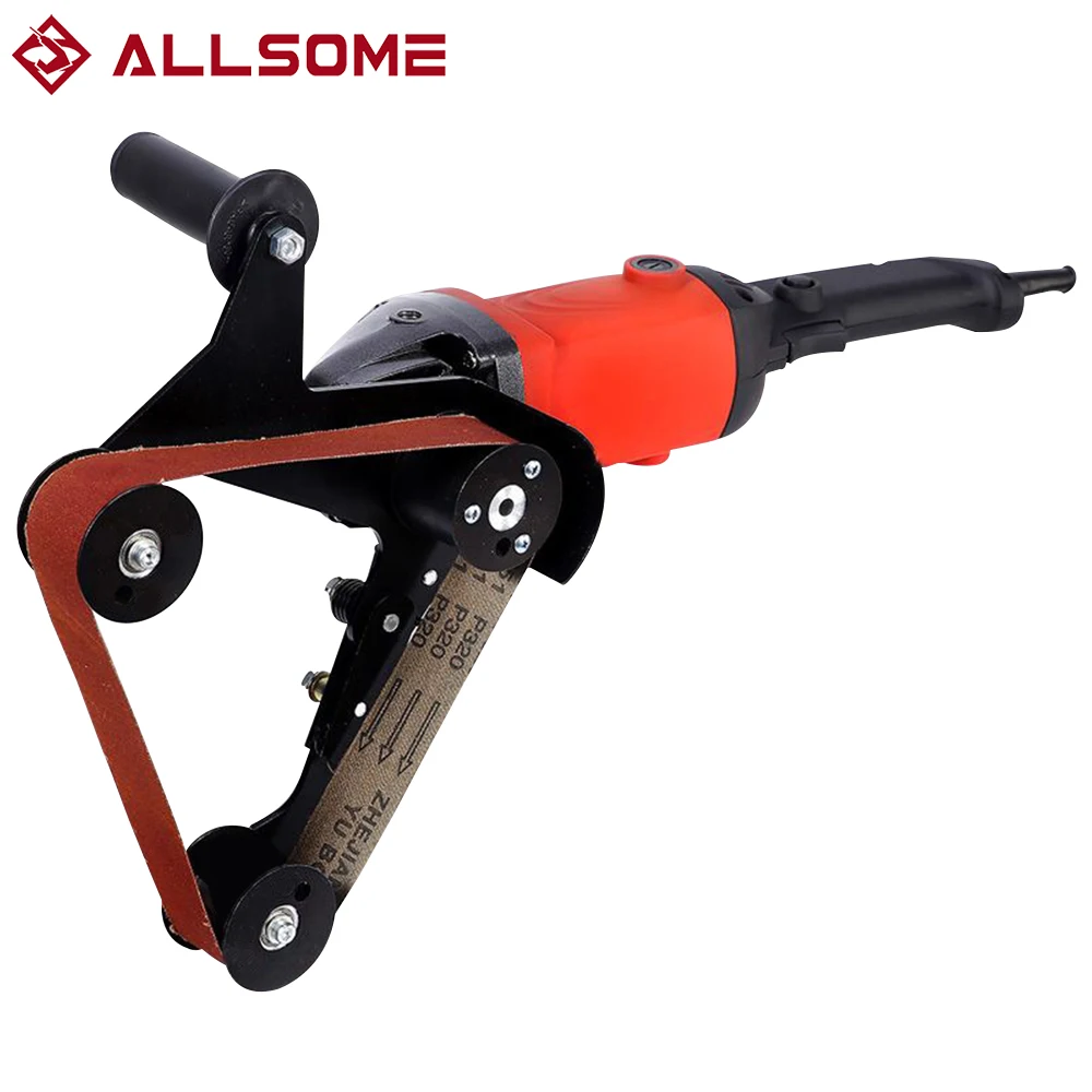 

ALLSOME M10/M14 Grinder Pipe And Tube Belt Sander Attachment Stainless Steel Metal Wood Sanding Belt For 115 125 Angle Grinder