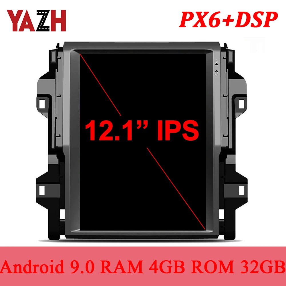 Автомобильный мультимедийный дисплей YAZH 12 1 дюйма IPS GPS для Toyota Fortuner 2016 2017 2018 2019