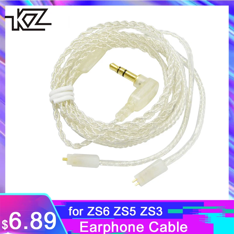 Оригинальные наушники KZ ZS6 ZS5 ZS3 ZST ED12 ES3 улучшенный посеребренный кабель 0 75 мм 2Pin Hi