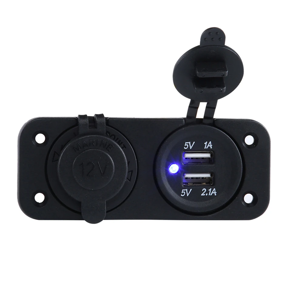 

Dustproof Waterproof 3.1A 5V Dual double USB Car Cigarette Lighter Socket