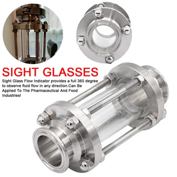 

1.5" Tri Sight Glasses Clamp Clover Flow Kijkglas Dioptrie Voor Home Brew Dagboek Product 304 Rvs Sanitair Montage huls OD 64mm