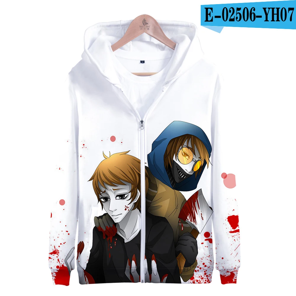 Pictured New style creepypasta 3D printing Clothes Long Sleeve Zipper Hoodies Casual Women and men Casual Clothes New Zipper Hoodies - Color: Pictured