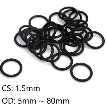 

10pcs Black O Ring Gasket CS 1.5mm OD 5mm ~ 80mm NBR Automobile Nitrile Rubber Round O Type Corrosion Oil Resist Sealing Washer