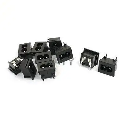 

10pcs Black 2 Pin Clamp Type Male Plug C8 Inlet Adapter AC 250V 2.5A