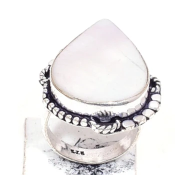 

Nature Mother Of Pearl Ring Silver Overlay over Copper, Hand Made Women Jewelry gift , USA Size : 7.25