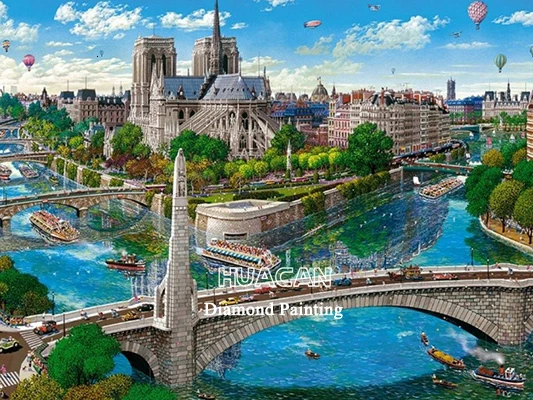 Huacan алмазная вышивка 5d город картины со стразами полная площадь Алмазный мозаика декорации декор для дома - Цвет: AP8906