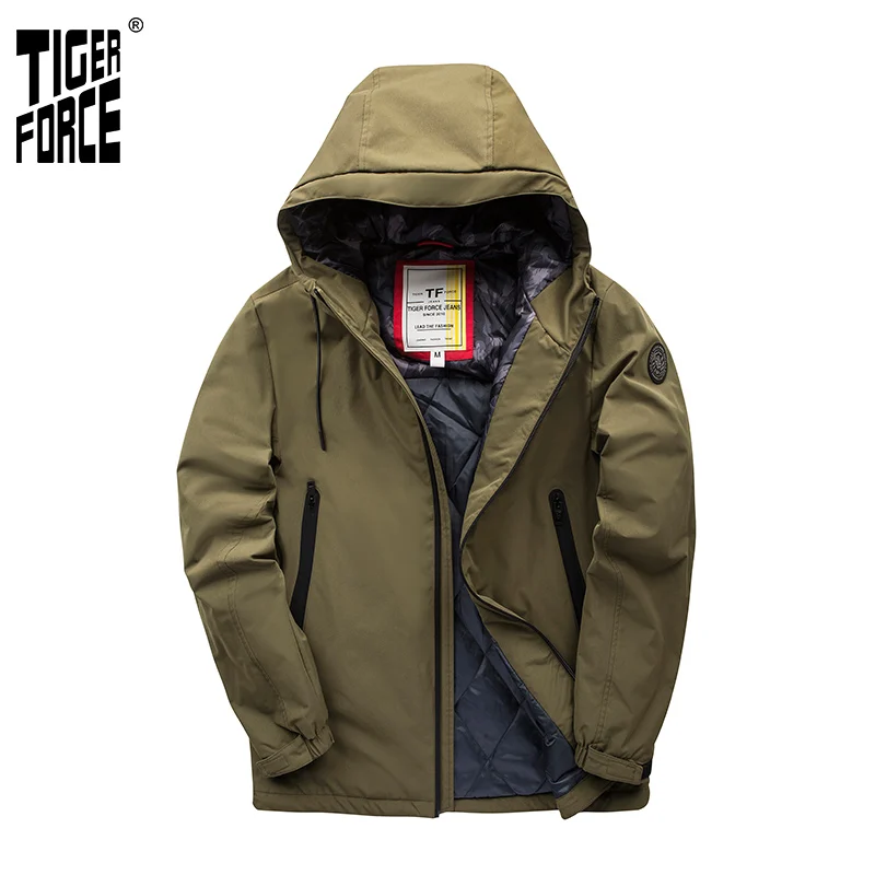 Новинка 2020 мужская куртка TIGER FORCE ветровка с капюшоном Высококачественная теплая