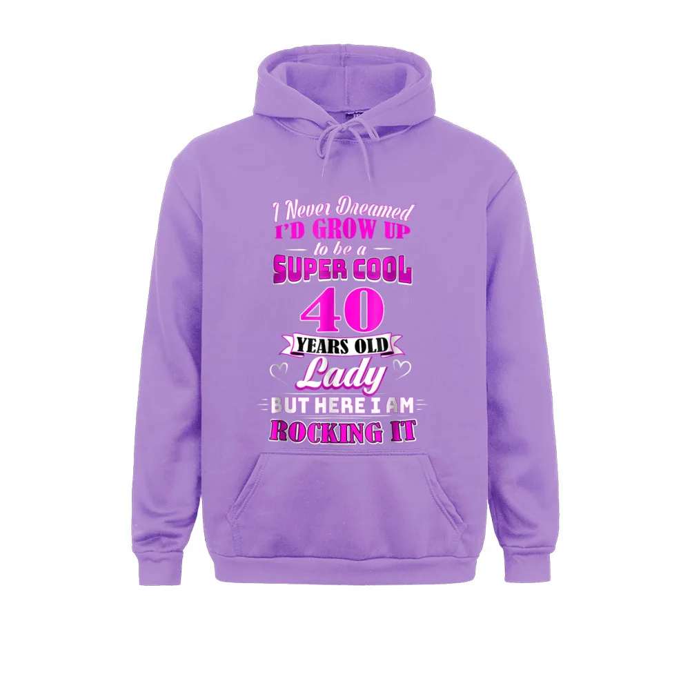 40 Year Old Lady Funny 40th Birthday T-Shirt Rockin Since__1680 Design Summer Fall Women's Hoodies Clothes New Design Long Sleeve Sweatshirts 40 Year Old Lady Funny 40th Birthday T-Shirt Rockin Since__1680purple