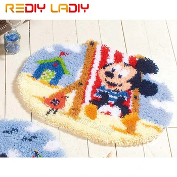 

Latch Hook Kit Make Your Own Rug Micky Beach Tapestry Crocheted Cushion Mat DIY Carpet Rug Set Pre-Printed Canvas Hobby & Crafts