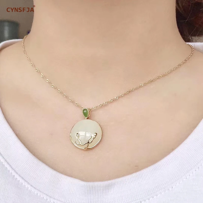 

CYNSFJA Real Certified Natural Hetian Jade 925 Sterling Silver Fine Jewelry Charm Amulets Jade Pendant High Quality Best Gifts