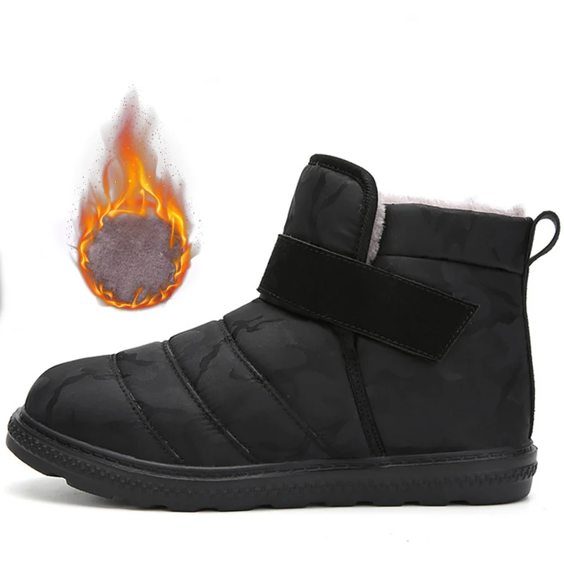 Камуфляжные зимние ботинки; Мужская водонепроницаемая зимняя теплая обувь на платформе; модные мужские ботильоны на резиновой нескользящей подошве