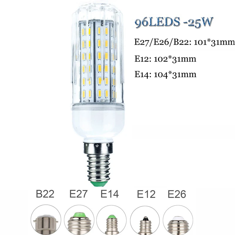 96LEDs 25W Светодиодный Светодиодная лампа-кукуруза E26 E27 E12 E14 мощностью 10 Вт, 20 Вт, 25 Вт 30 Вт 4014 SMD светильник лампа AC 110V 220V 36 72 96 138 светодиодный s заменить галогенные лампы в форме свечи ампулы - Испускаемый цвет: 96LEDs 25W