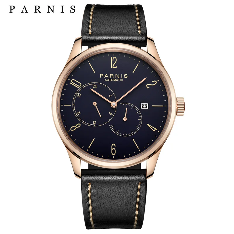 

Parnis Brands Bussiness Watch Men Leather Men's Mechanical Watches Automatic Auto Date Miyota Movement