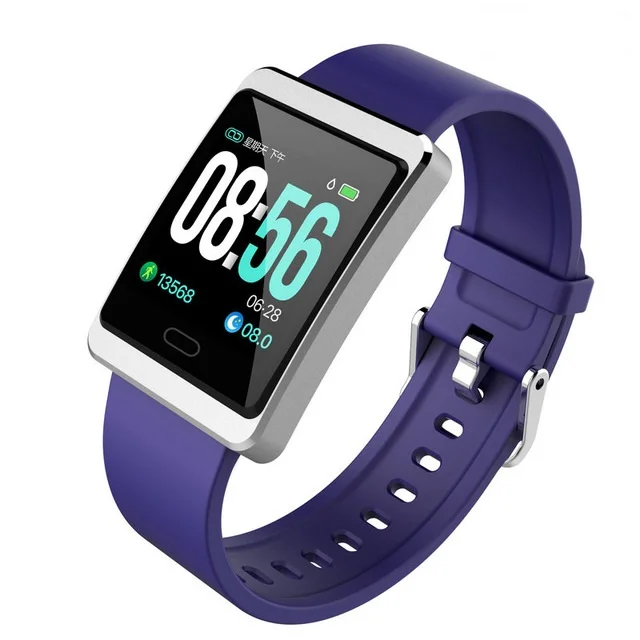 blue silver Новинка, умный браслет, пульсометр, фитнес-трекер, Bluetooth, водонепроницаемый браслет, Смарт-часы, спортивный браслет Q18 - Цвет: blue silver