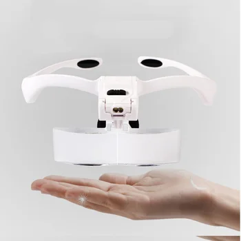 

Premium Microblading Head Worn Magnifying Glasses LED Light Lamp Magnifier with 5 set Adjustable Lens Loupe for Tattoo Supplies